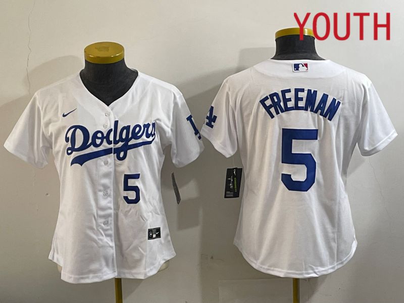 Youth Los Angeles Dodgers 5 Freeman White Game 2024 Nike MLB Jersey style 11204